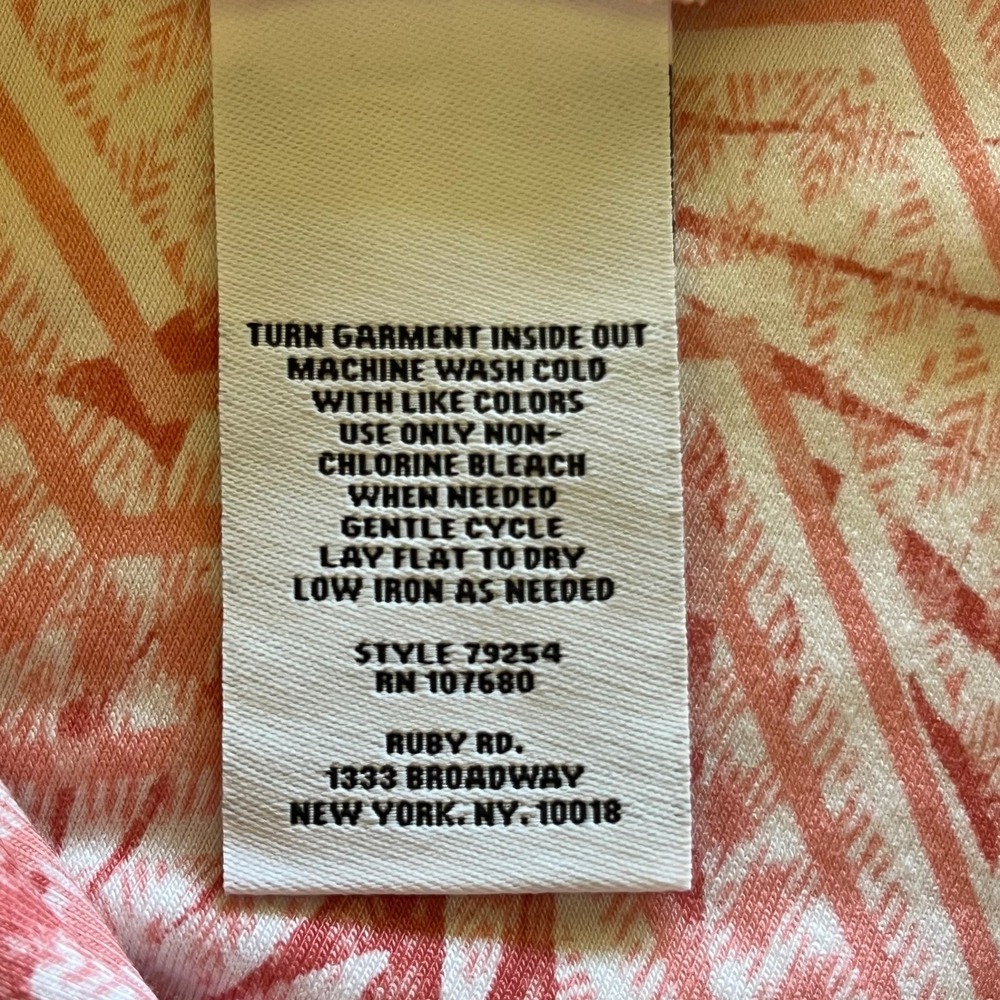 Ruby Rd. Tunic Top Floral Print Blouse 3/4 Sleeve Salmon White Lightweight 1X - Picture 3 of 6